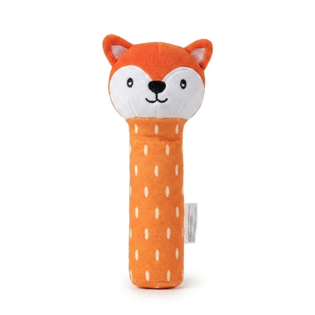 Ultra-Soft Plush Baby Stick Rattle Toy – Easy-Grip Animal Squeaker & Sensory Development Toy for Newborns