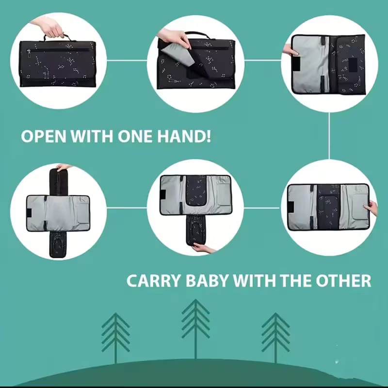 Portable Foam Paded Waterproof Baby Diaper and Clothes Changing bag