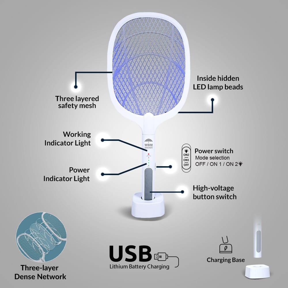 Silent Mosquito Killer Racket β USB Rechargeable & Baby Safe