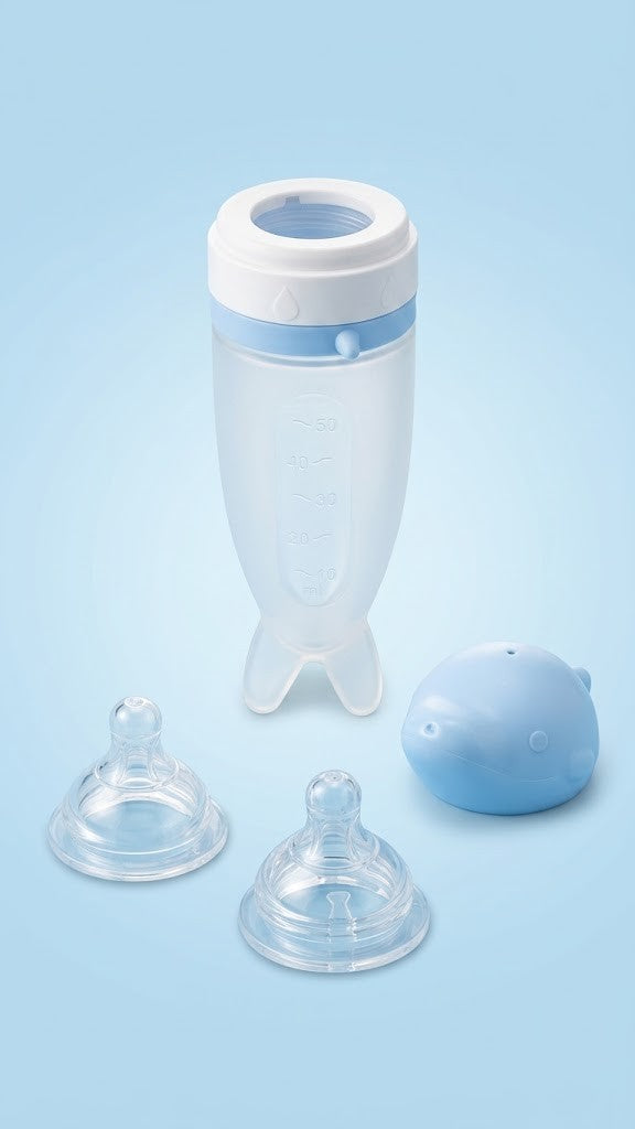 Silicone Baby Food Feeder Bottle with Spoon β Squeeze Feeding Bottle for Infants