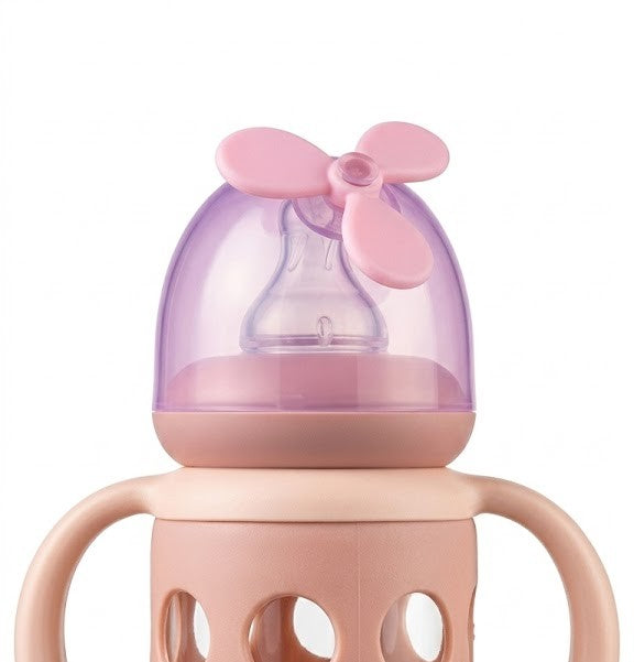 Glass Regular-Neck Feeding Bottle With Handle – 240ml (BPA-Free | Anti-Colic)
