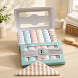 Ultra-Soft 6-Piece Baby Face Towel Set – Premium Cotton Striped Washcloths Gift Box for Newborns