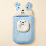 Ultra-Soft Cute Bear Baby Sleeping Bag with Head Shaping Pillow – Portable Newborn Nest & Carry Bed
