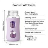 Fish Panda Baby Feeding Bottle – 240ml Borosilicate Glass with Silicone Sleeve & Easy-Grip Handles