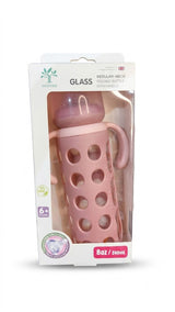Glass Regular-Neck Feeding Bottle With Handle – 240ml (BPA-Free | Anti-Colic)