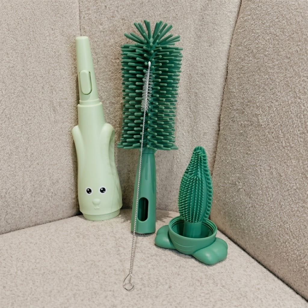 Multi-Function 3-in-1 Silicone Bottle Brush Set – BPA-Free Cleaning Brush with Straw & Nipple Cleaner