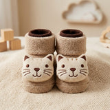 Ultra-Soft 3D Animal Plush Baby Bootie Socks – Anti-Slip Warm Winter Rattles Booties for Newborns (0-12M)