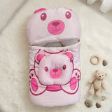 Ultra-Soft Pink Teddy Bear Baby Sleeping Bag with Head Shaping Pillow – Portable Newborn Nest & Carry Bed