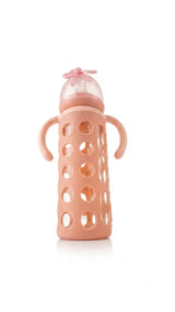 Glass Regular-Neck Feeding Bottle With Handle – 240ml (BPA-Free | Anti-Colic)
