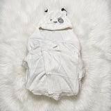 Panda Hooded Newborn Baby Wrap Blanket – Ultra Soft Flannel Swaddle with Ribbon Tie