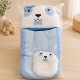 Ultra-Soft Cute Bear Baby Sleeping Bag with Head Shaping Pillow – Portable Newborn Nest & Carry Bed