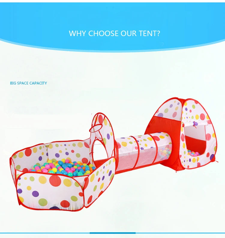 3-in-1 Kids Play Tent, Tunnel & Ball Pool 🎪