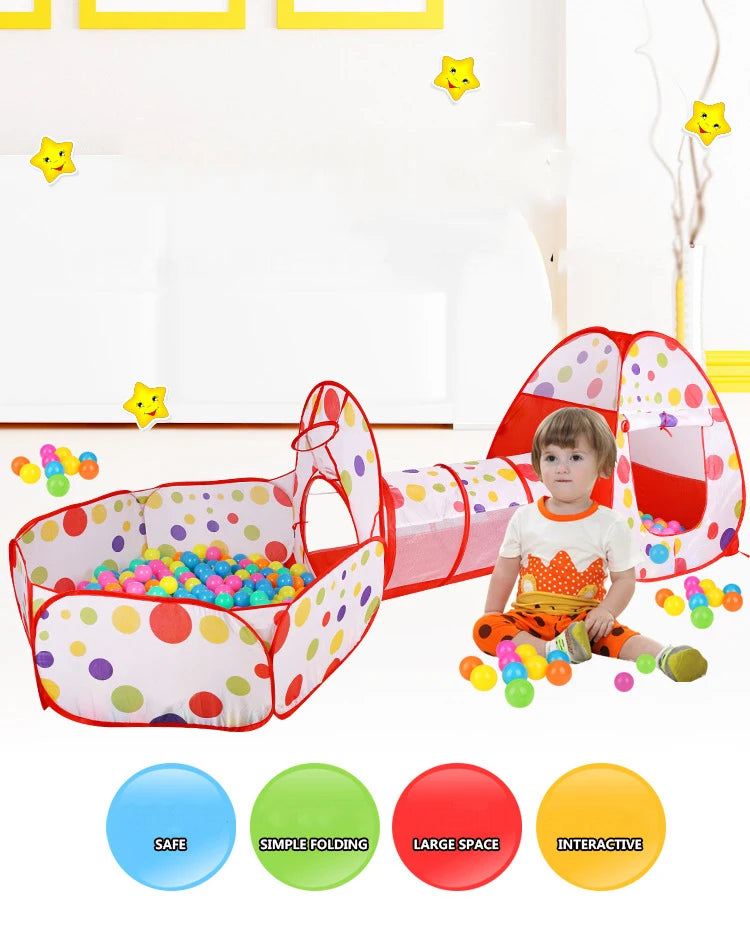 3-in-1 Kids Play Tent, Tunnel & Ball Pool 🎪