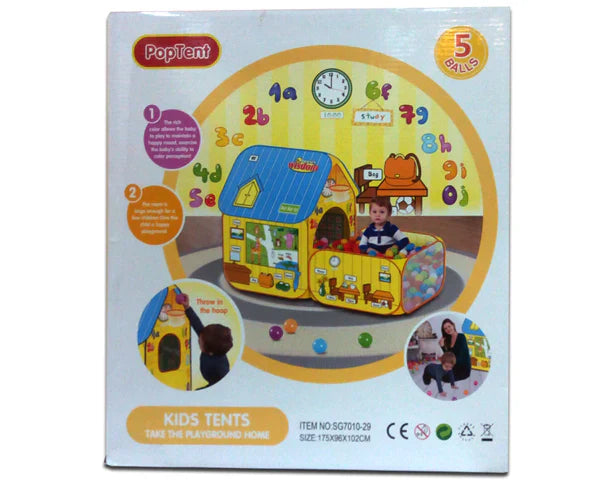 Kids Learn & Play Pop-Up Tent House With Extra Playing Space