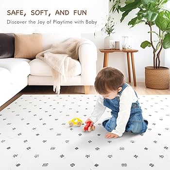 Foldable Padded Baby Learn & Play Mat with Raised Borders