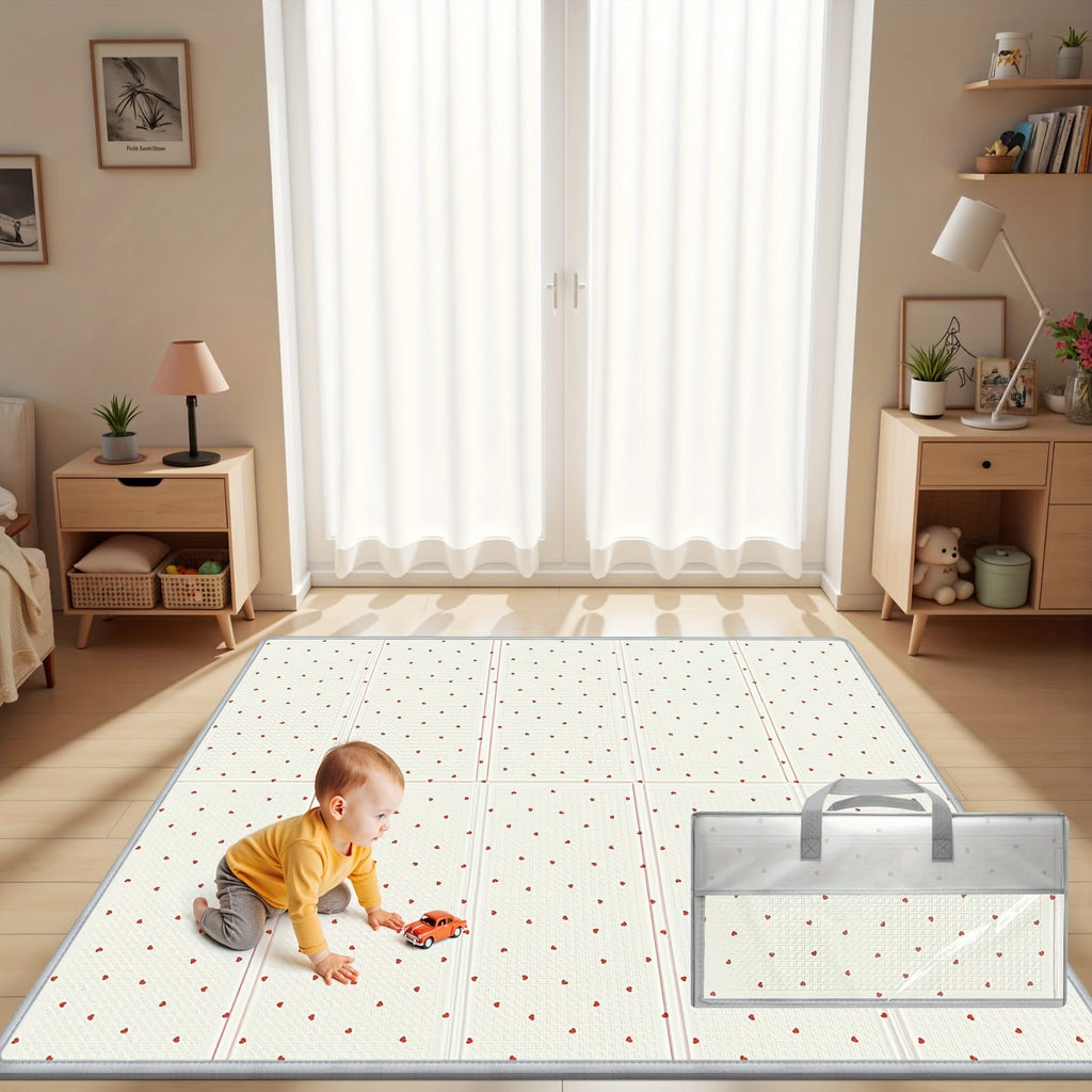 Foldable Padded Baby Learn & Play Mat with Raised Borders