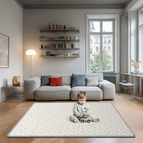 Foldable Padded Baby Learn & Play Mat with Raised Borders