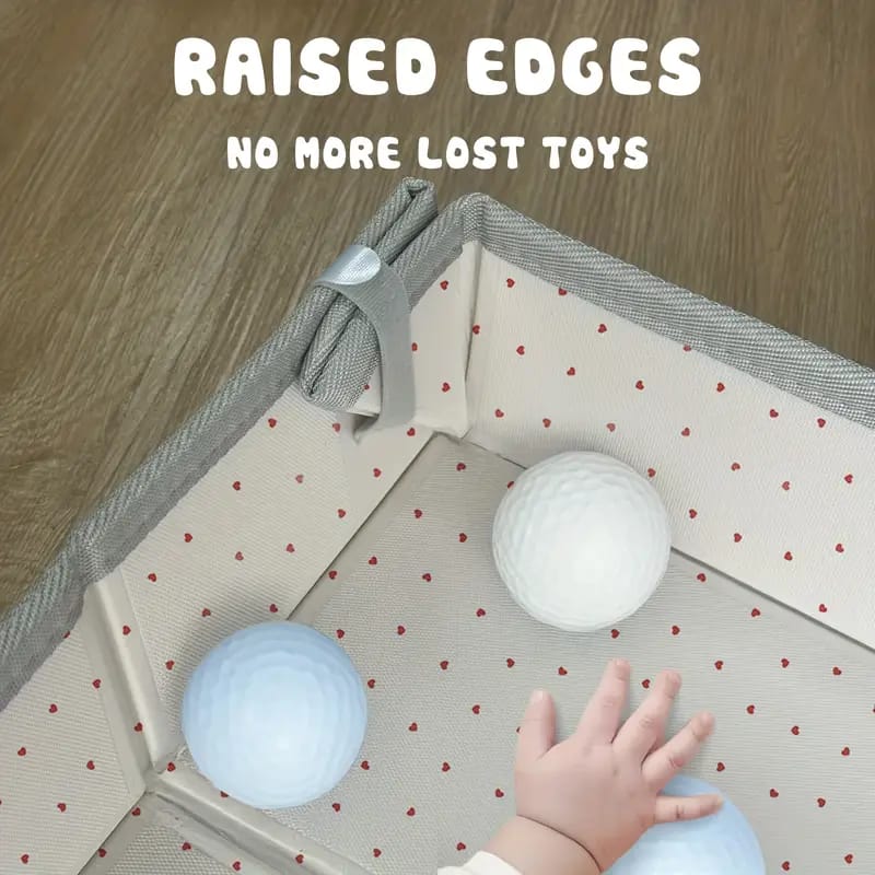 Foldable Padded Baby Learn & Play Mat with Raised Borders