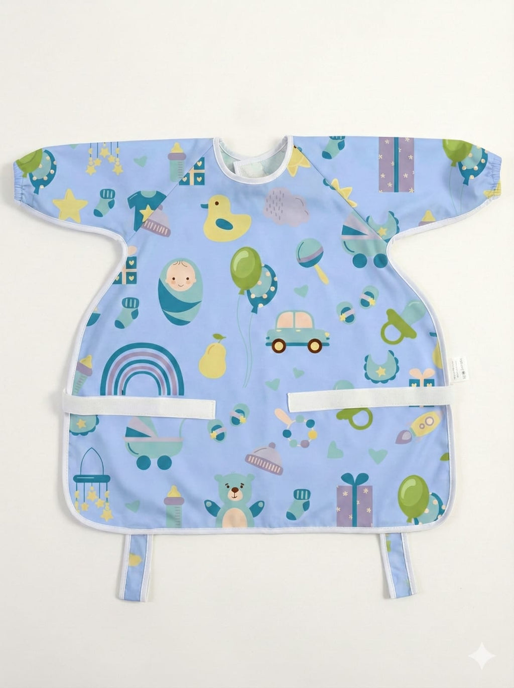 Full-Sleeve Adjustable Size Baby Bib with High-Chair & Table Covering