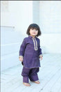 Hoor - deep purple baby girl kurta and farshi shalwar set with gold zari embroidery