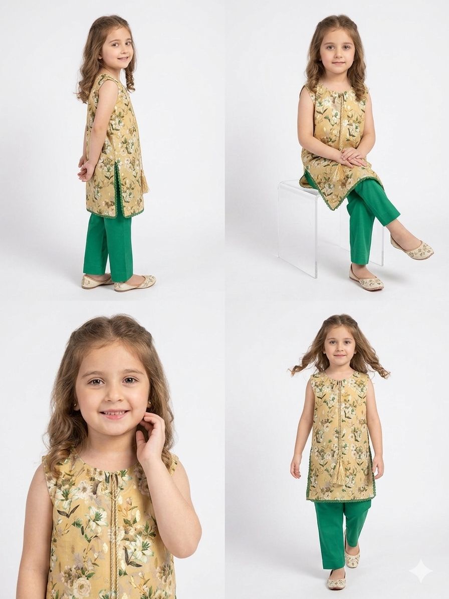 Noor-e-Gul Kurta Set For Little Girl