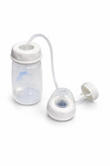 Hands-Free Baby Feeding Bottle with soft flexible tube and silicone nipple