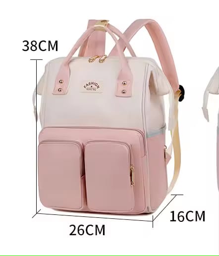 Diaper backpack dual front pockets for quick access items