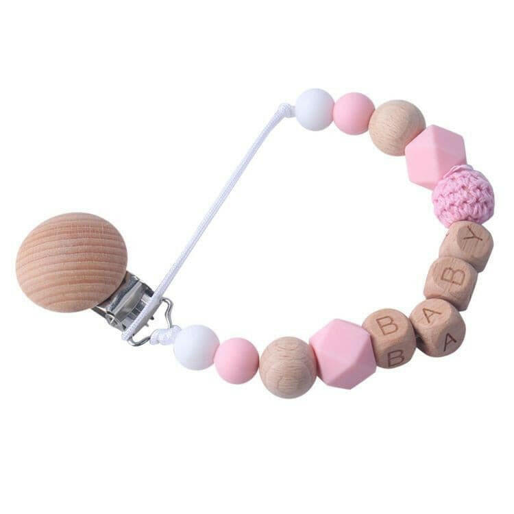 Personalized Wooden & Silicone Baby Pacifier Clip