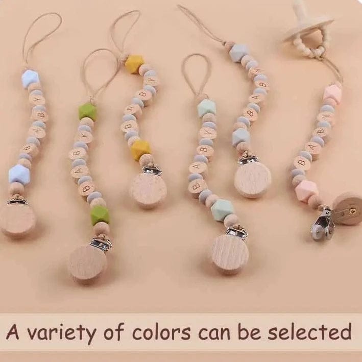 Personalized Wooden & Silicone Baby Pacifier Clip