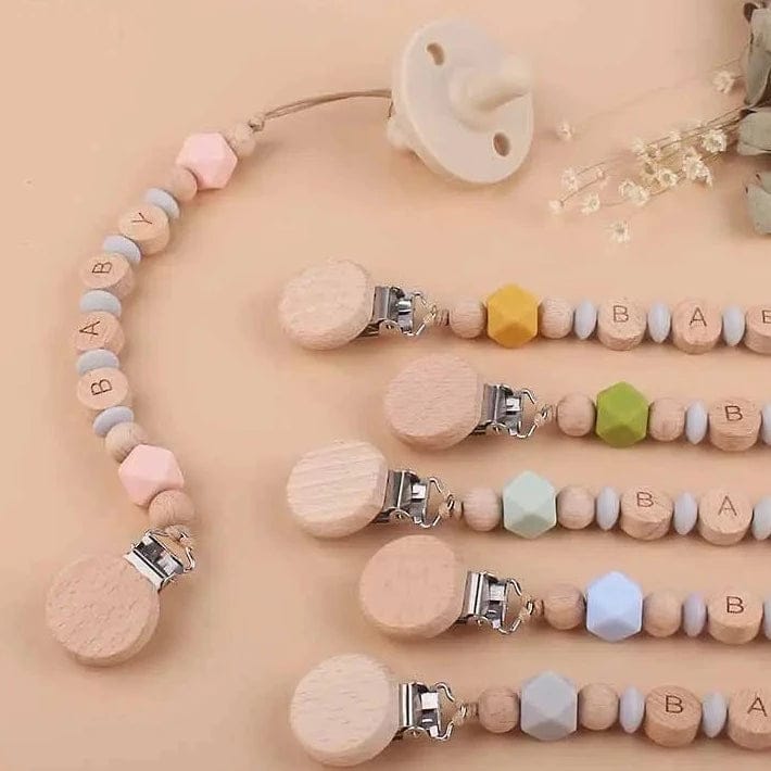 Personalized Wooden & Silicone Baby Pacifier Clip
