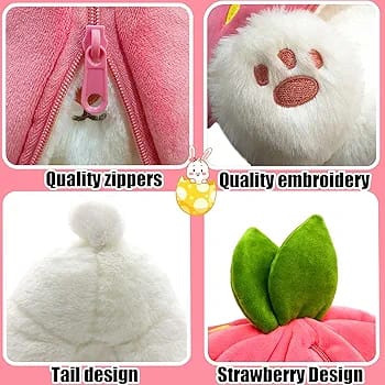 Magical 2-in-1 Strawberry Bunny Plush Toy