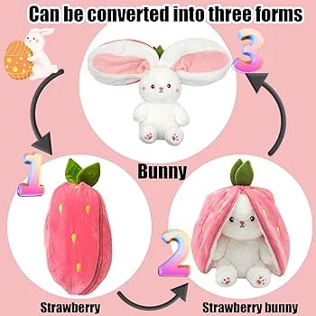 Magical 2-in-1 Strawberry Bunny Plush Toy