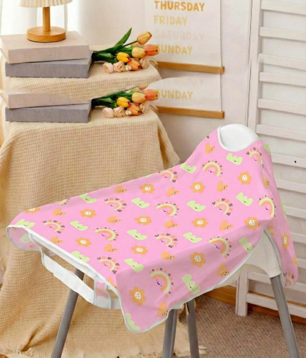 Full-Sleeve Adjustable Size Baby Bib with High-Chair & Table Covering