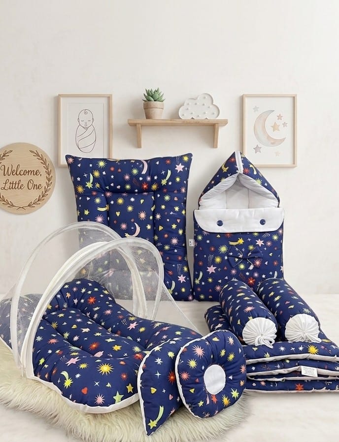 Deluxe 8-Piece Baby Lounger & Bedding Set