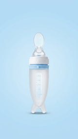 Silicone Baby Food Feeder Bottle with Spoon – Squeeze Feeding Bottle for Infants