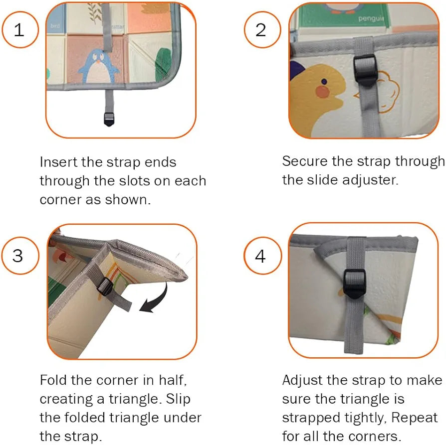 Foldable Padded Baby Learn & Play Mat with Raised Borders