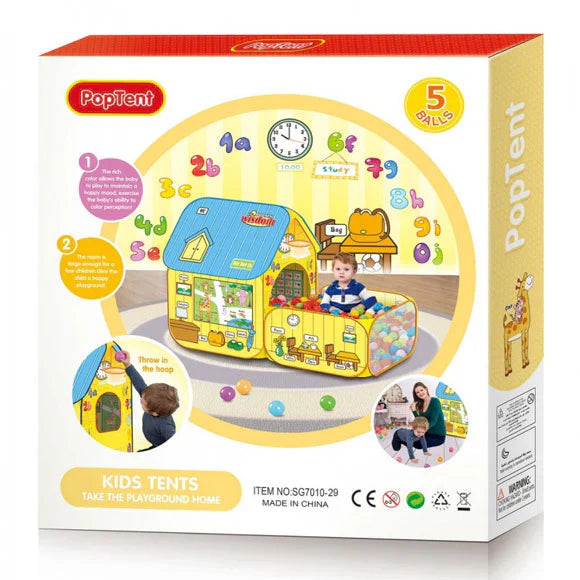 Kids Learn & Play Pop-Up Tent House With Extra Playing Space